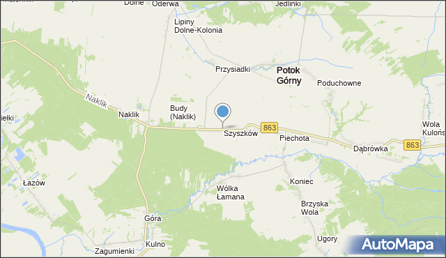 mapa Szyszków, Szyszków gmina Potok Górny na mapie Targeo